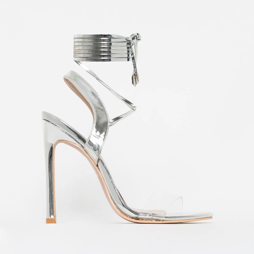 Simmi London Silver Strappy High Heel Sandals